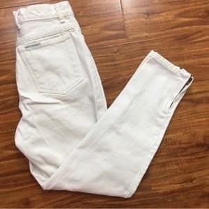 Vintage 90’s Sergio Valente White High Waist Slim Taper Ankle Jeans Size 7 Retro